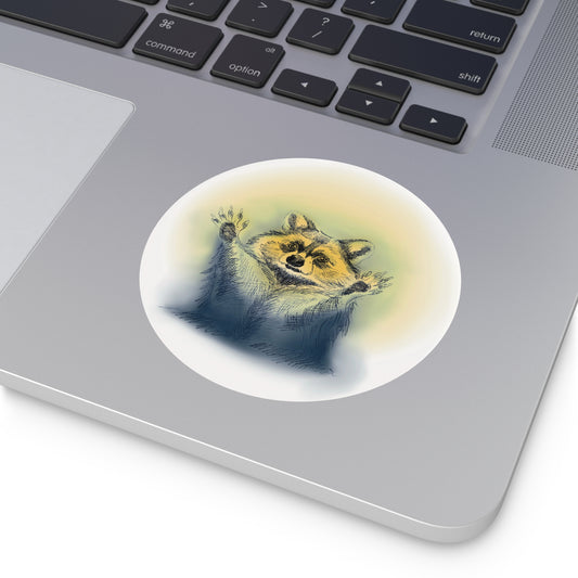 Naughty Raccoon - Round Vinyl Sticker